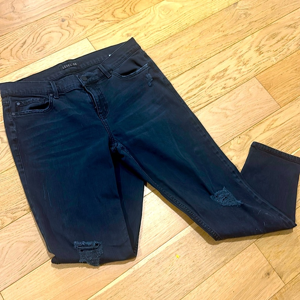 Anthropologie Level 99 Distressed Off-Black Jeans